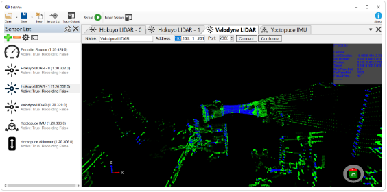 Velodyne LiDAR data window