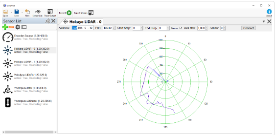 Hokuyo LiDAR data window